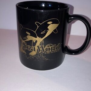Sea‎ World Black Mug with Gold Graphics